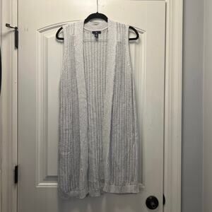 Gap Women’s 100% Cotton Open Front Sleeveless Long‎ Cardigan Sweater Size M Gray